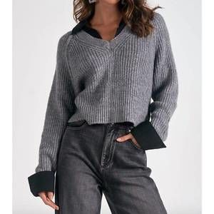 NEW ELAN kasha sweater in grey/black
